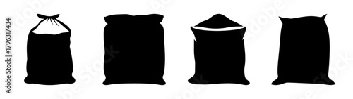 Collection of four black silhouette flour bags various styles ready for ingredient design