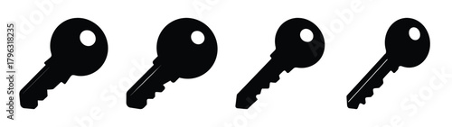Secure access concept four black keys symbolizing encryption security and passkeys