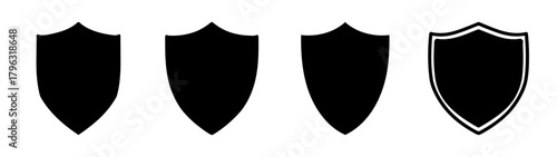 Collection of shield icons simple geometric shapes for protection and security design elements