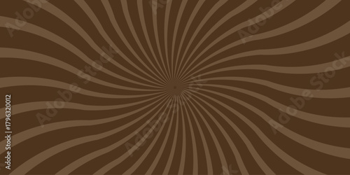 Swirling brown radial burst pattern with wavy lines emanating from a central point creating a retro vintage hypnotic visual effect and a sense of motion