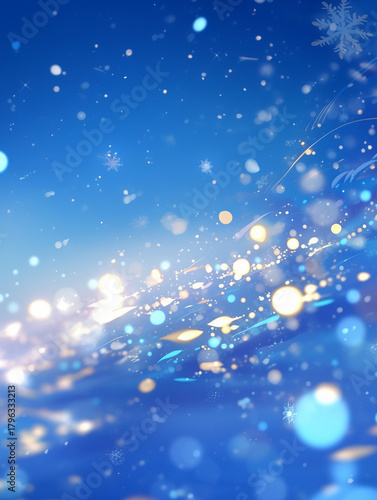 雪の結晶と雪が舞う冬の背景