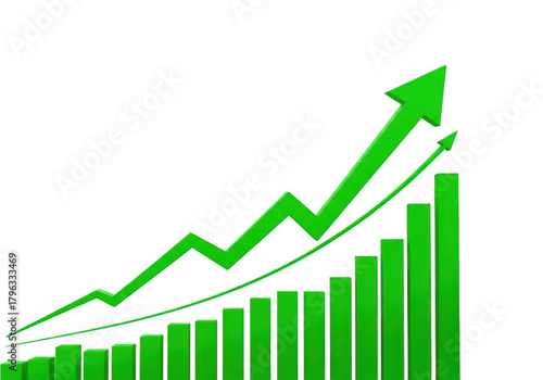 Green upward trend bar graph with arrow isolated on transparent background Free Download Green upward trend bar graph with arrow isolated on transparent background - GFXLoad