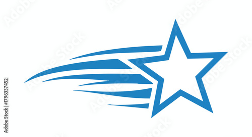 Logo Template Vector Icon with Dynamic Star Shape and Speed Trails in Blue White