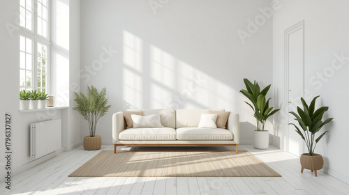 sofa and plant with white combination color