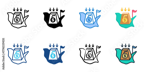 National debt icon set multiple style collection 
