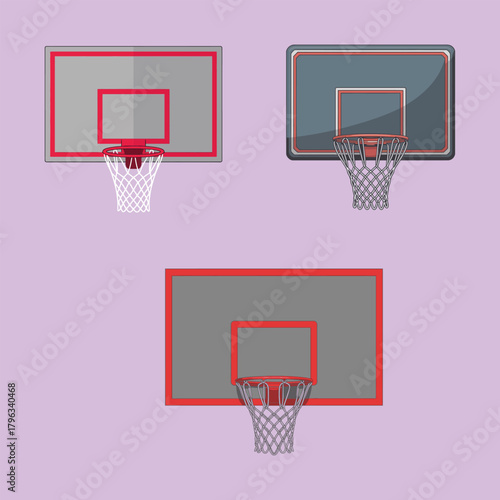 Professional Basketball Net with Modern Backboard Vector Illustration