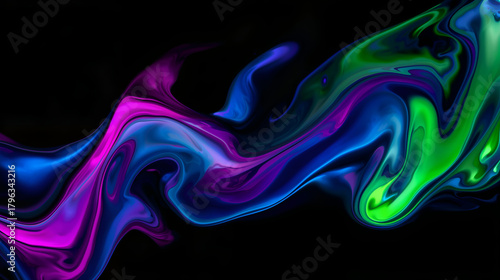 Vibrant glowing fluid waves in electric blue and purple