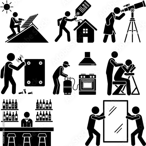 Vector Pictograms of Various Jobs and Daily Occupations