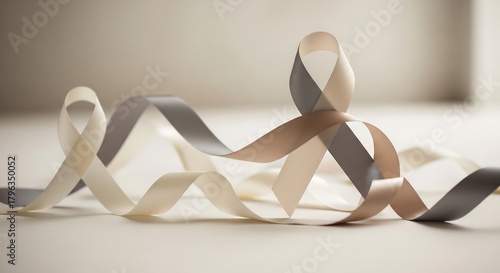 Graceful ribbons dance forming loops  curves in a tranquil composition