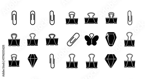 Organize your thoughts with elegant office supplies clip art and gem icons
