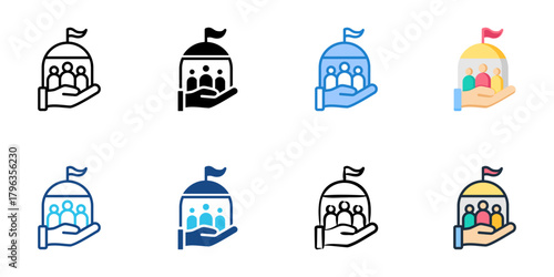 Public administration icon set multiple style collection 
