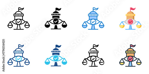 Government transparency icon set multiple style collection 
