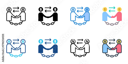 Political corruption icon set multiple style collection 
