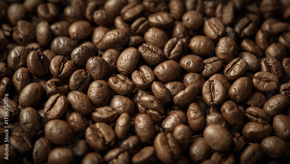 Fototapeta premium Roasted Aromatic Brown Coffee Beans Close Up Still Life