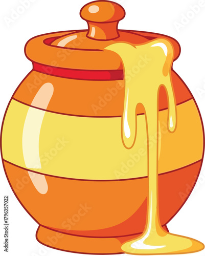 Cartoon honey pot dripping sweet liquid