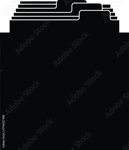 Black folder tabs icon