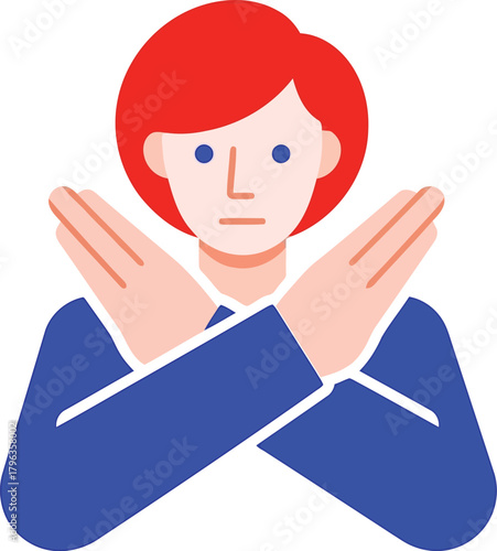 Woman making x sign with arms, prohibition symbol, stop gesture