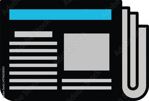 Newspaper icon, folded news paper stack, modern design