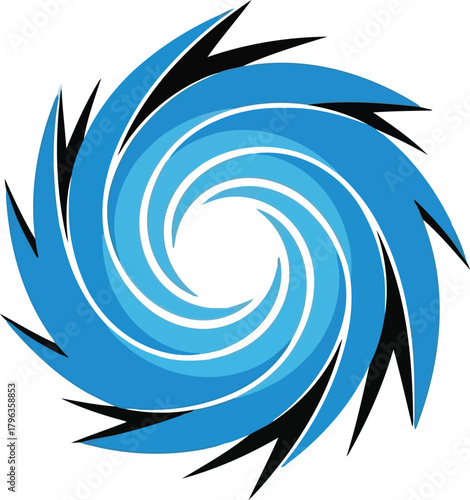 Blue swirling vortex logo design