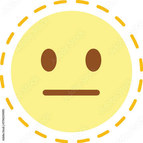 Neutral face emoji icon, emotionless expression, flat design