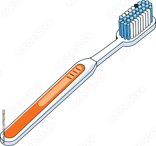 Modern toothbrush icon, isometric view, dental hygiene concept