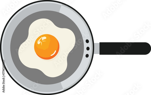 Fried egg in pan, simple flat icon