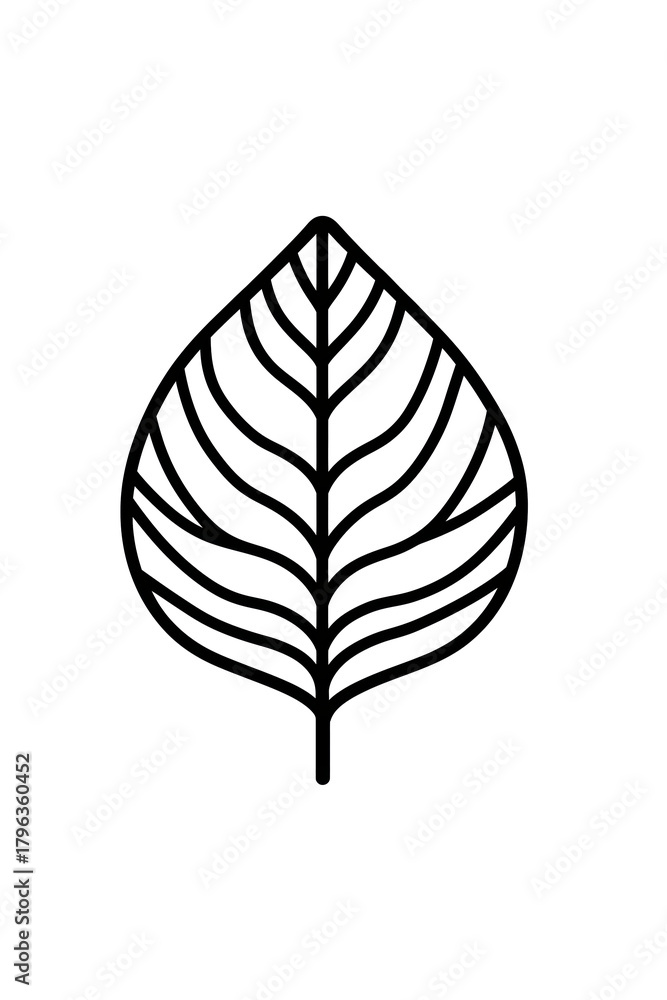 Fototapeta premium Leaf Icon: A simple line art of a leaf symbolizes growth, nature, and the environment. Capturing the essence of minimalism.
