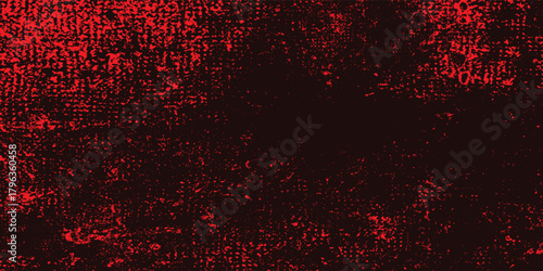 Grunge halftone gradient background. Faded grit noise texture. black and red sand wallpaper. Retro pixelated backdrop. Anime or manga style comic overlay. Vector graphic design textured template