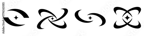 Y2K Circle and Star Vector Ideal for graphics, backgrounds, and design elements requiring a trendy, retro-futuristic, late 90s/early 2000s aesthetic.
