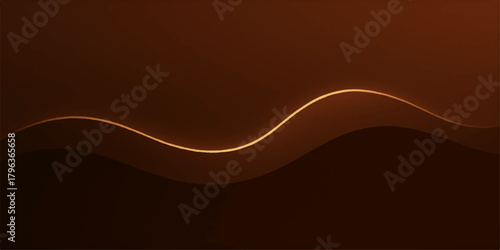 Brown chocolate background vector illustration with orange swirl flow lines art pattern design and curve wave shape texture backdrop
