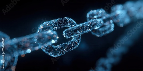Abstract Digital Chain, Blockchain Technology, Security Concept Illustration