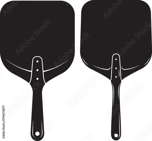 Two pizza peel silhouettes on white background