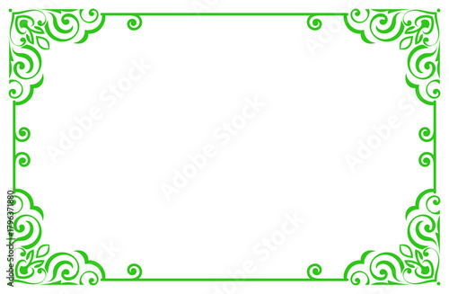 Green vintage frame with rolled wood pattern edge