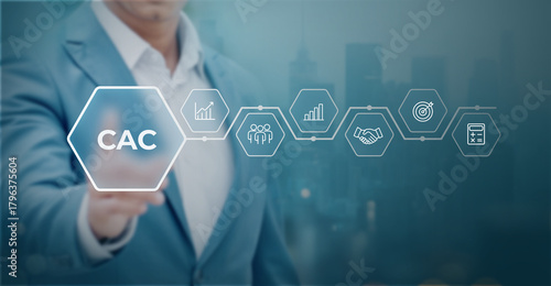 Customer Acquisition Cost (CAC) — Marketing Metrics, Business Growth Analysis, Customer Insights, Sales Funnel Performance and Digital Marketing Optimization Concept
