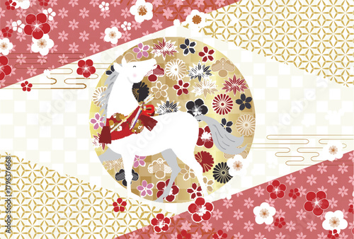 午　年賀状　干支　背景