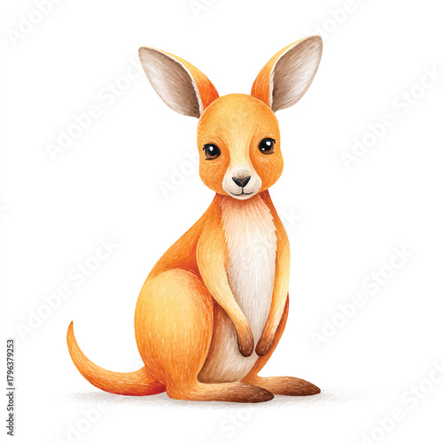 Cute Baby Kangaroo Watercolor Illustration