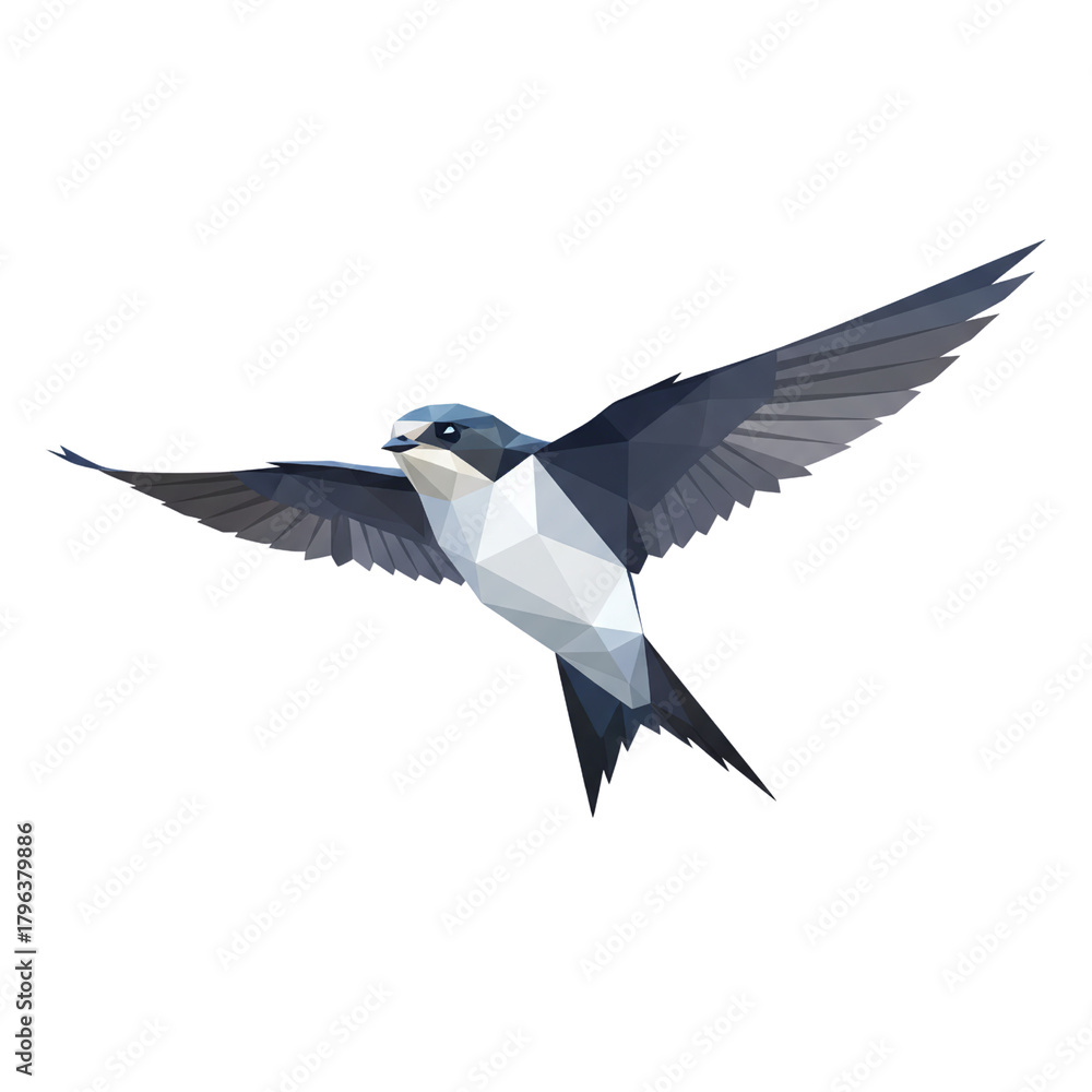 Obraz premium Low poly swallow bird flying isolated