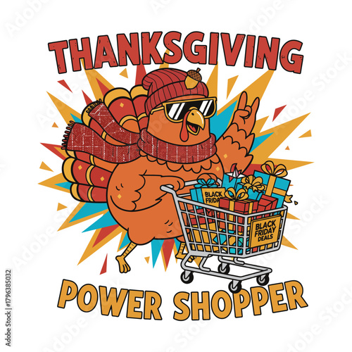 tshirt design thanksgiving-power-shoper
