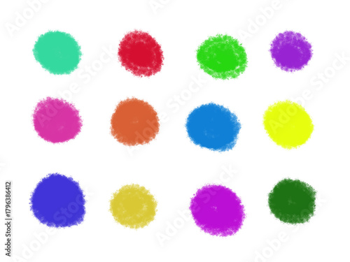 Set of Colorful Paint Splats Vector. Grunge Brush Stroke Spots Collection in Watercolor or Chalk Style
