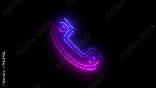 Wallpaper Mural Glowing neon pink and blue telephone icon softly radiating light on a deep black background, featuring a smooth looping animation for modern digital visuals Torontodigital.ca