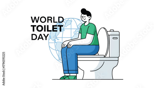 World toilet day awareness illustration with person and globe