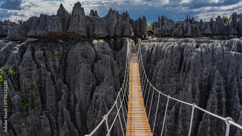 Εκτύπωση καμβά A rickety suspension bridge over the gorge