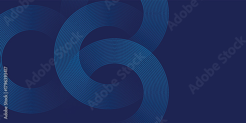 Modern digital abstract blue background with circular lines. Geometric