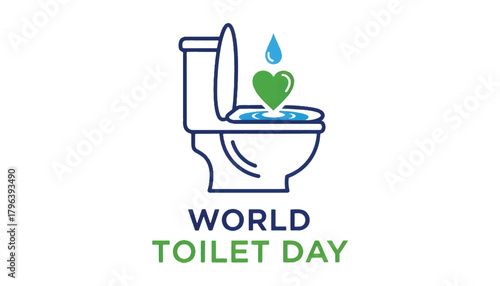 World toilet day icon with heart and water droplet