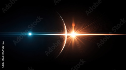 Cosmic event celestial bodies aligning in space digital art dark environment close-up view abstract concept
