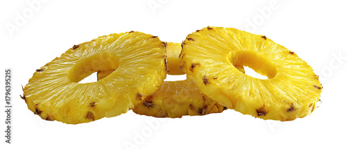 Three slices of golden yellow pineapple