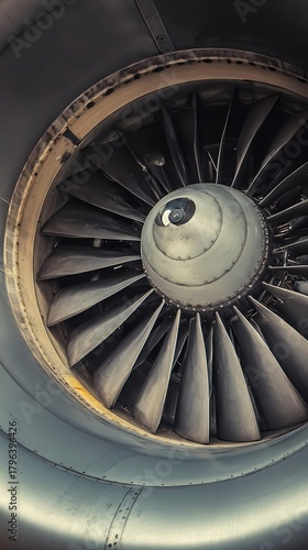 Aircraft Engine Turbine Blades, Close-Up, Detailed Texture