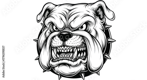 Menacing bulldog with spiked collar showcases strength and fierce loyalty for branding and design projects