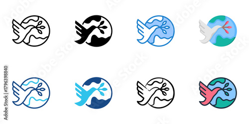Non governmental organization icon set multiple style collection 
