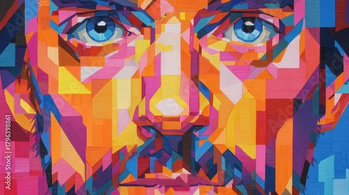 Vibrant Abstract Geometric Portrait of a Man